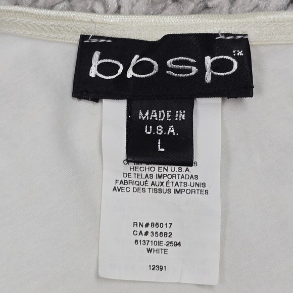 Bebe Top Women Large Off White One Shoulder Flag Rhinestone Y2K Stretch - Picture 5 of 10